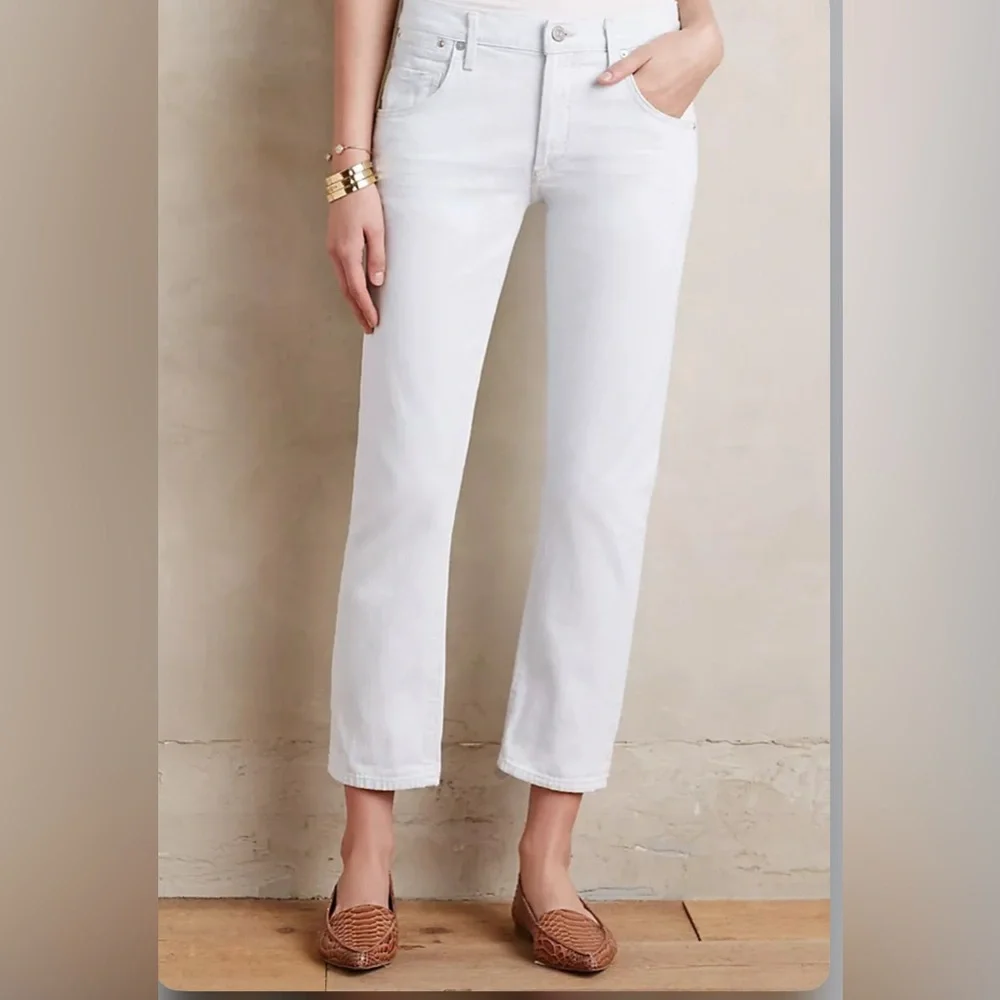 Citizens Of Humanity White Cropped Boyfriend Jeans - Picture 1 of 6